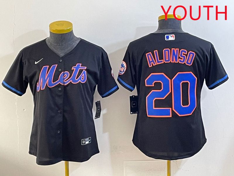 Youth 2025 New York Mets #20 Alonso Black Game Nike MLB Jersey style 1->youth mlb jersey->Youth Jersey